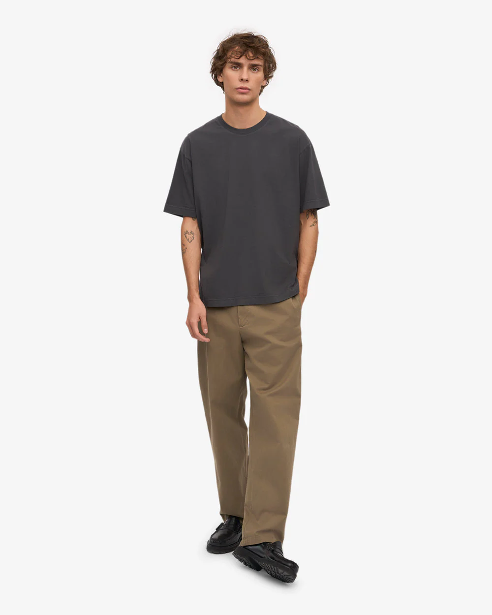 Drop Shoulder Oversized T-Shirt - Charcoal - Image 3