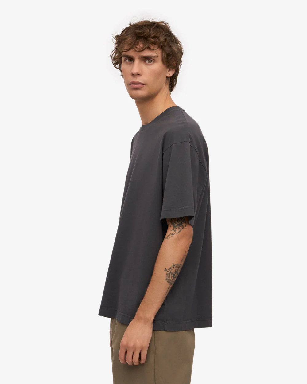 Drop Shoulder Oversized T-Shirt - Charcoal - Image 5