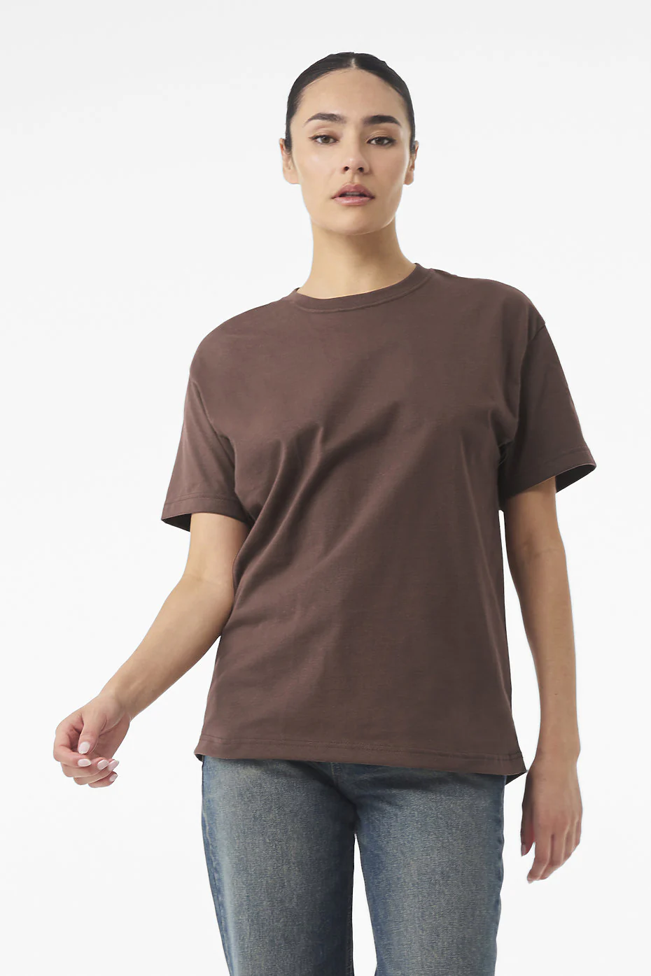 Drop Shoulder Oversized T-Shirt - Chocolate - Image 4