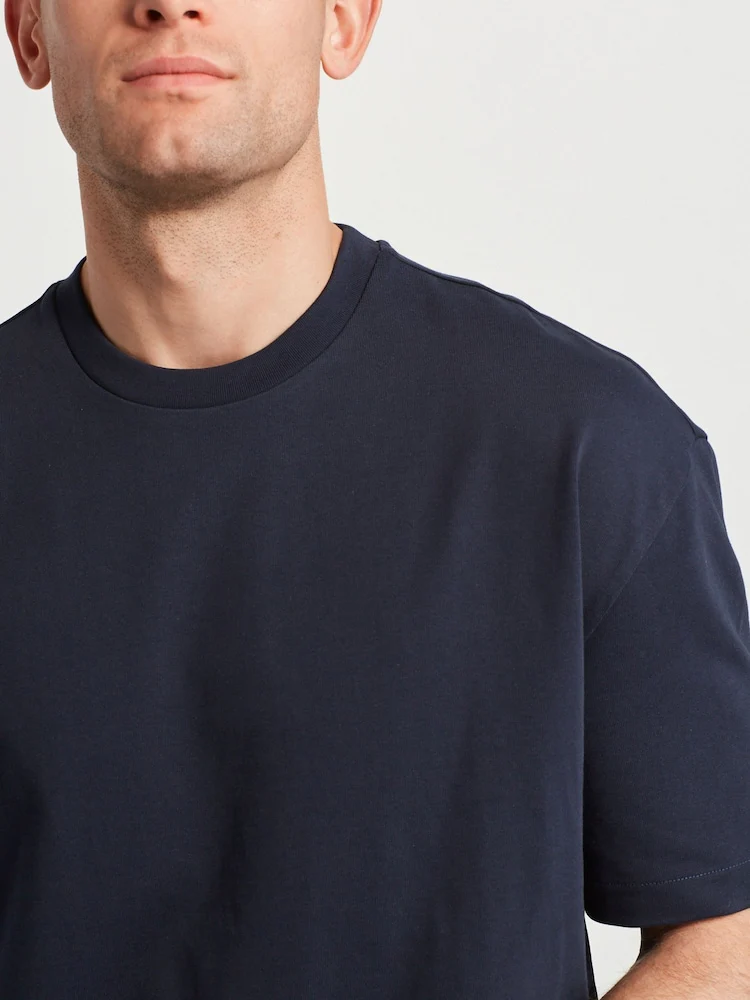 Drop Shoulder Oversized T-Shirt - Navy - Image 4