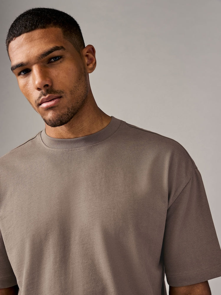 Drop Shoulder Oversized T-Shirt - Smokey Taupe - Image 3