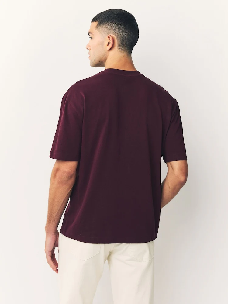 Drop Shoulder Oversized T-Shirt - Wine - Image 3
