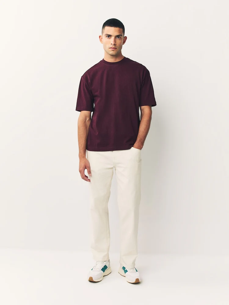 Drop Shoulder Oversized T-Shirt - Wine - Image 4