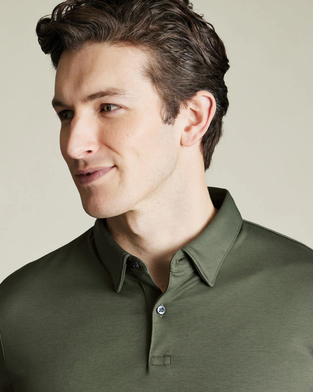 Flat Collar Polo - Olive - Image 4