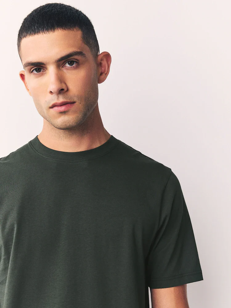 Crew Neck T-Shirt - Forest Green - Image 4