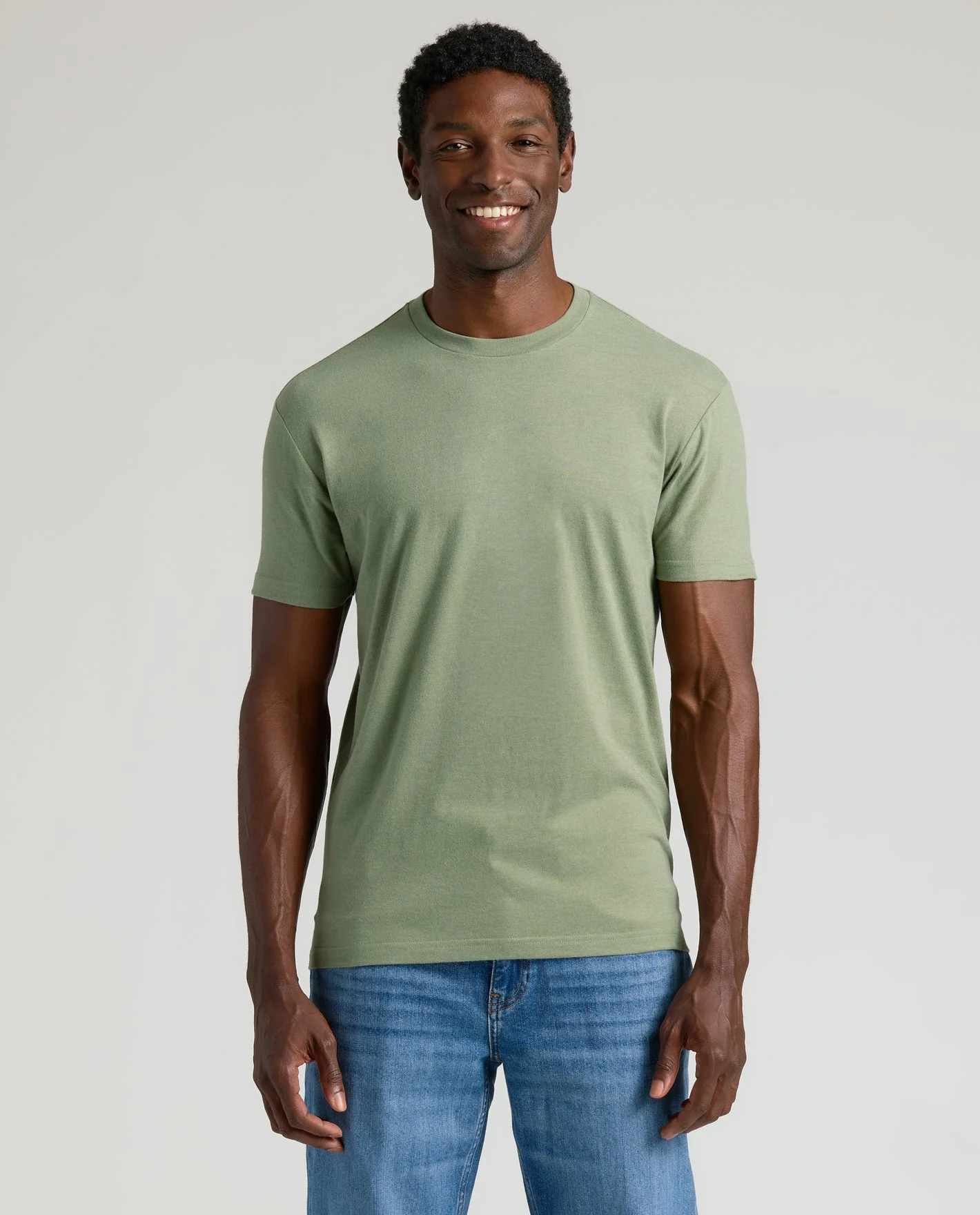 Crew Neck T-Shirt - Sage - Image 4