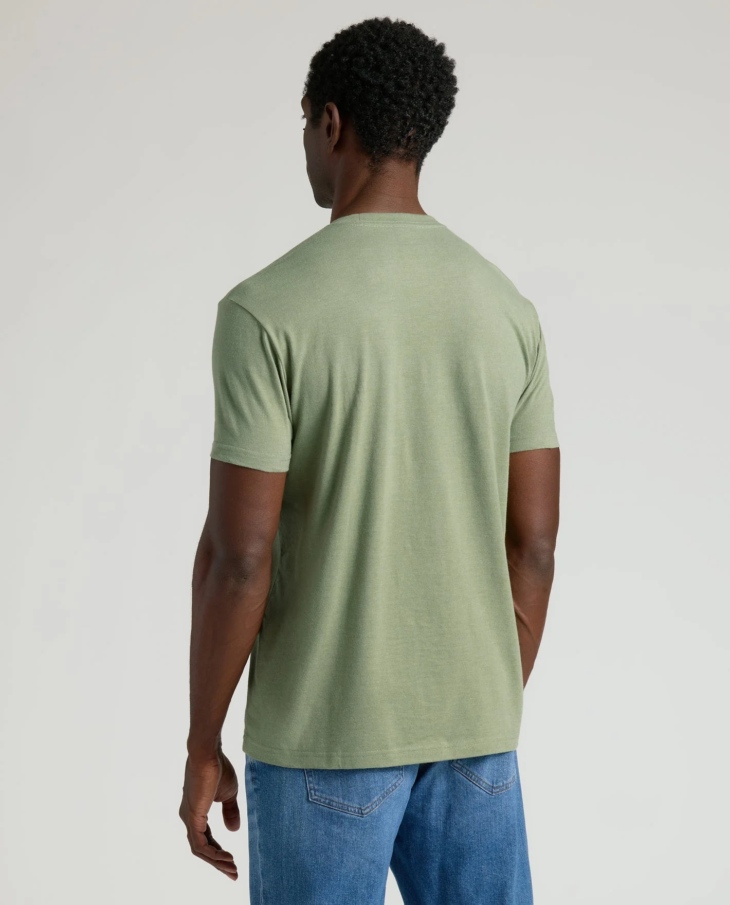Crew Neck T-Shirt - Sage - Image 5