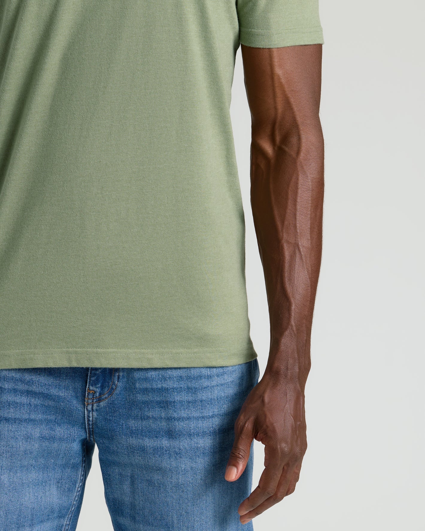Crew Neck T-Shirt - Sage - Image 7