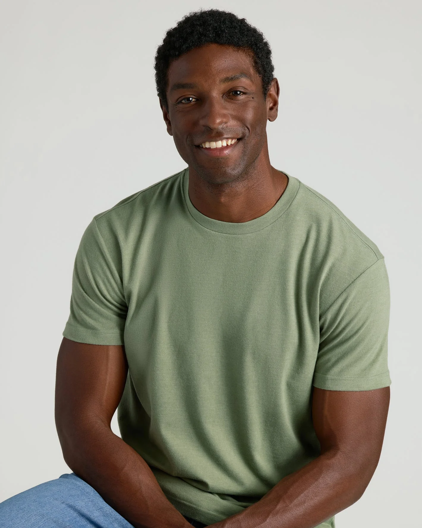Crew Neck T-Shirt - Sage - Image 8