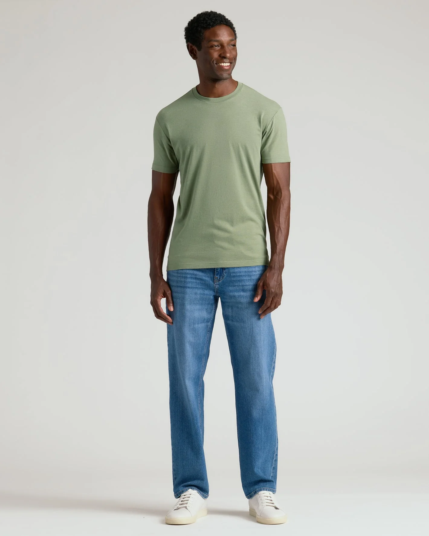 Crew Neck T-Shirt - Sage - Image 9
