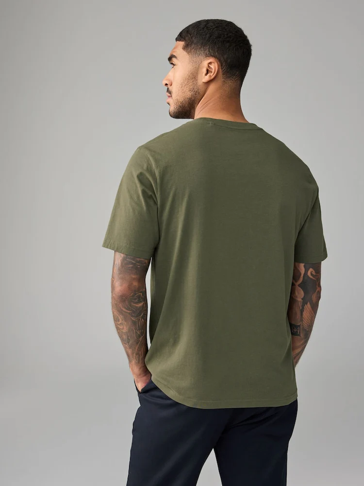 Crew Neck T-Shirt - Olive - Image 3
