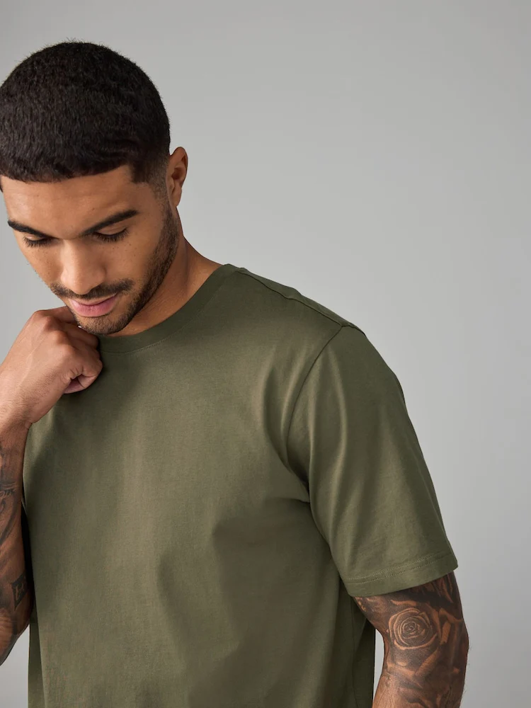 Crew Neck T-Shirt - Olive - Image 4