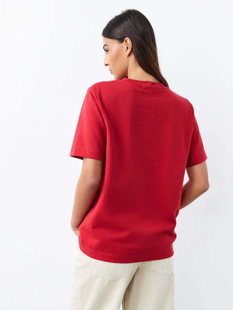 Crew Neck T-Shirt - Red - Image 3