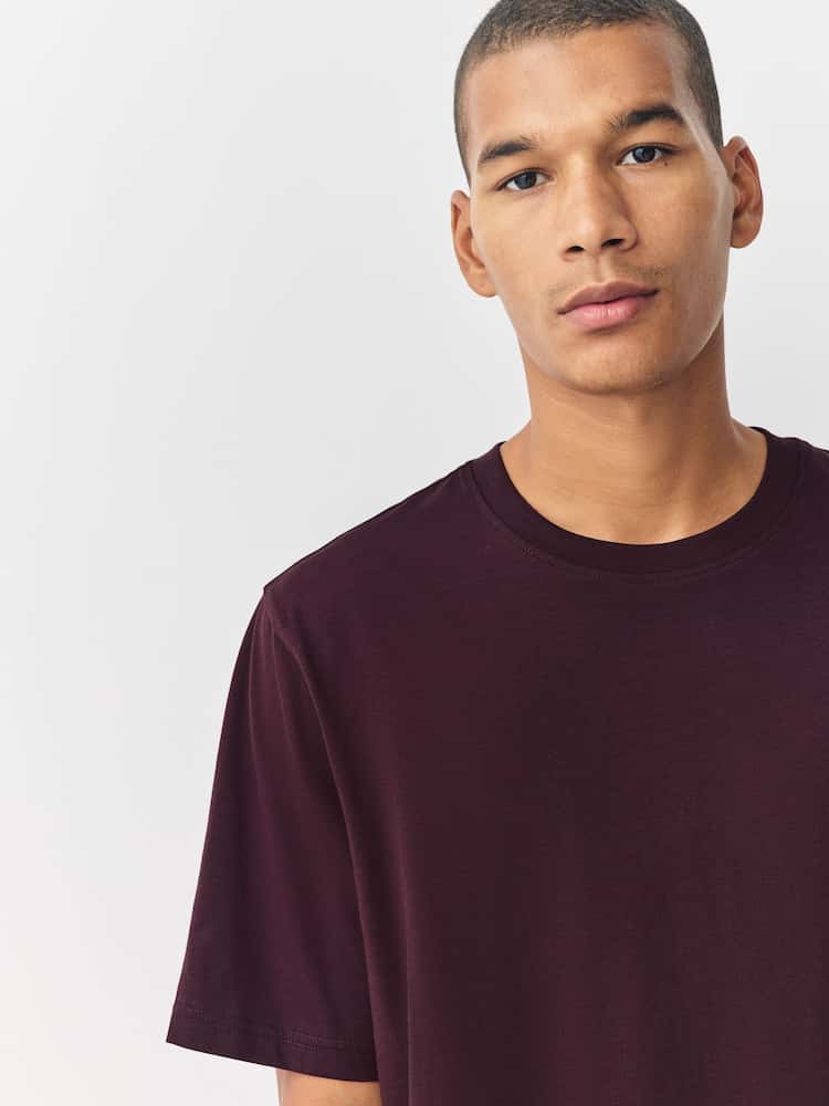Crew Neck T-Shirt - Wine - Image 3