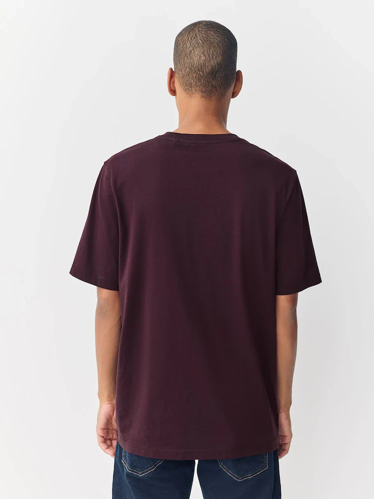 Crew Neck T-Shirt - Wine - Image 4